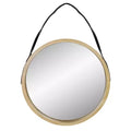 Northlight 21 Beige Round Modern Mirror With Woodgrain Finish
