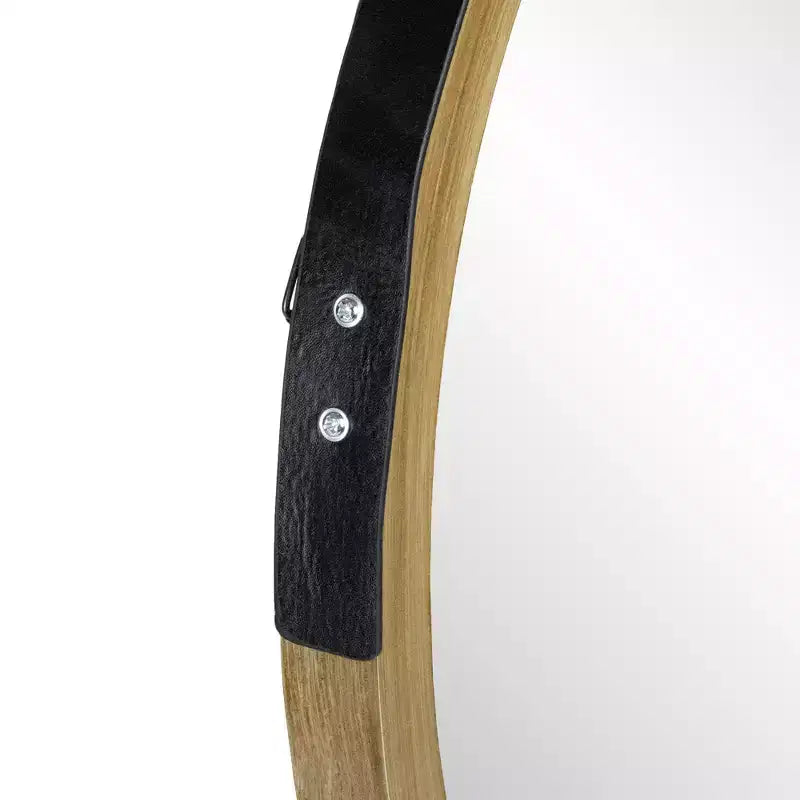 Specchio rotondo moderno Northlight 21 Beige con finitura effetto legno