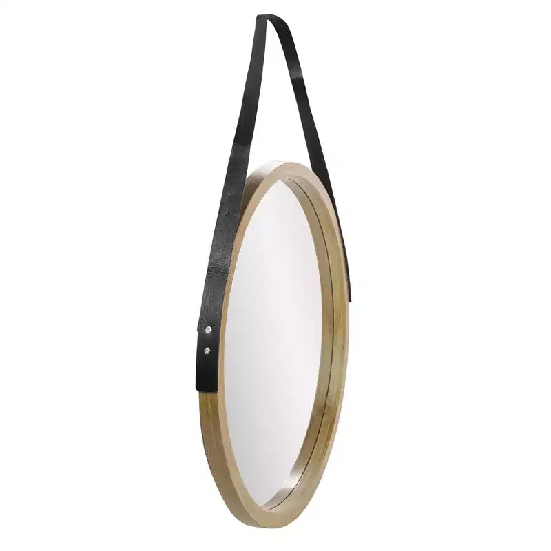 Specchio rotondo moderno Northlight 21 Beige con finitura effetto legno