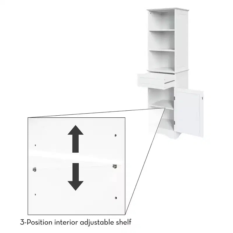 Mobiletto da bagno alto RiverRidge Ashland per biancheria e organizer con cassetto e ripiani