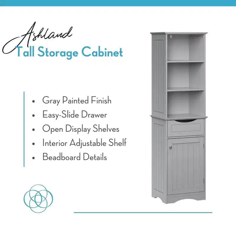 Mobiletto da bagno alto RiverRidge Ashland per biancheria e organizer con cassetto e ripiani