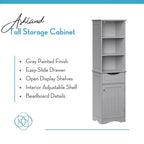 Mobiletto da bagno alto RiverRidge Ashland per biancheria e organizer con cassetto e ripiani