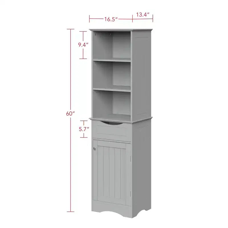 Mobiletto da bagno alto RiverRidge Ashland per biancheria e organizer con cassetto e ripiani