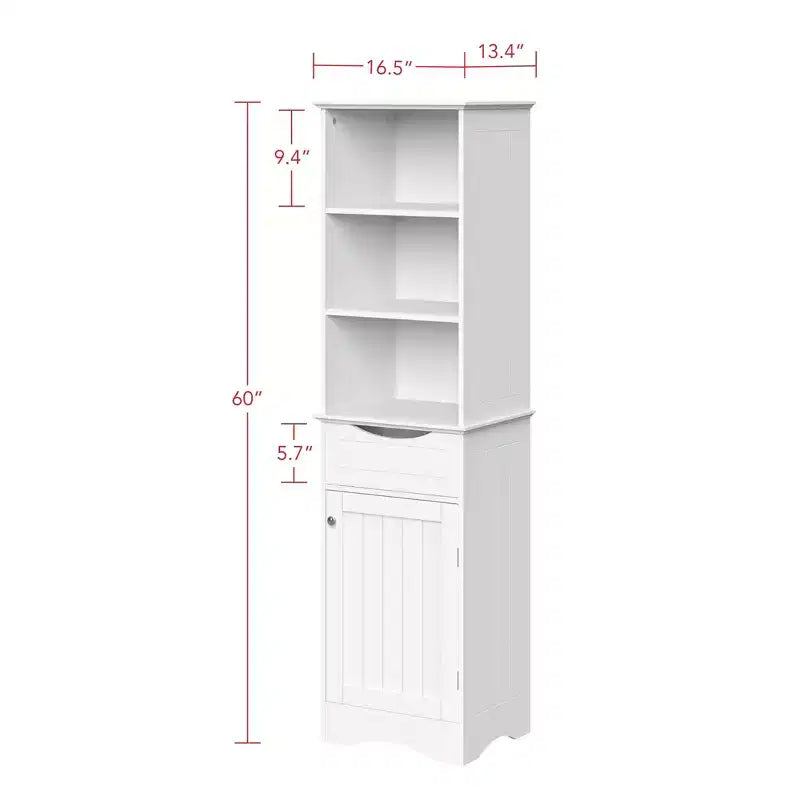 Mobiletto da bagno alto RiverRidge Ashland per biancheria e organizer con cassetto e ripiani