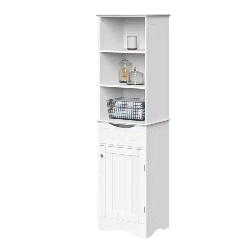 RiverRidge Ashland Tall Bathroom Storage Linen Cabinet and Organizer with Drawer and Shelves