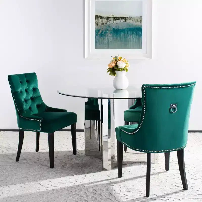 Sedia ad anello Harlow 19 H con rivestimento capitonné e borchie (set di 2) - MCR4716 - Safavieh Couture