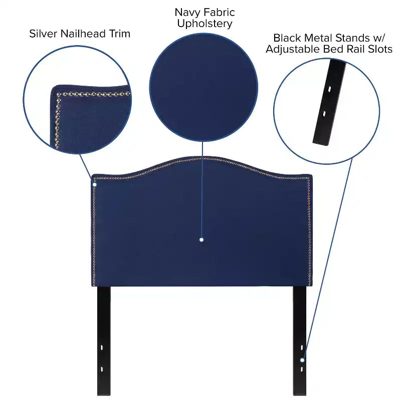 Testata imbottita ad arco Lexington di Flash Furniture con profili a borchie