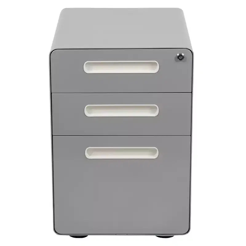 Flash Furniture Cassettiera mobile ergonomica a 3 cassetti con serratura, meccanismo antiribaltamento e cassetto per raccoglitori legali e letter-size