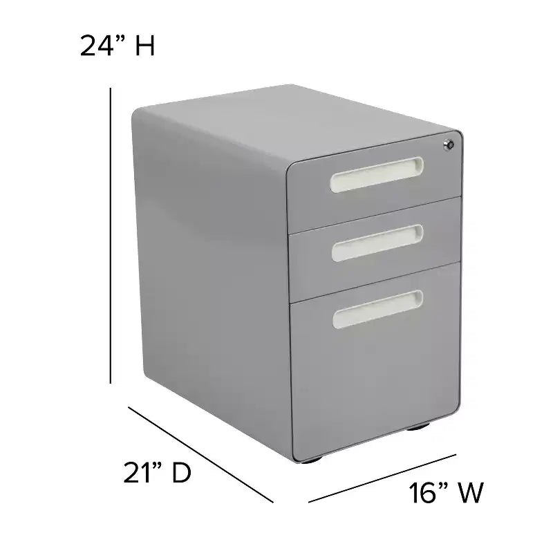 Flash Furniture Cassettiera mobile ergonomica a 3 cassetti con serratura, meccanismo antiribaltamento e cassetto per raccoglitori legali e letter-size