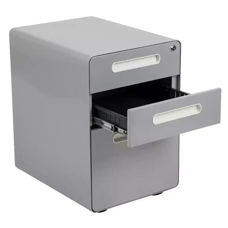 Flash Furniture Cassettiera mobile ergonomica a 3 cassetti con serratura, meccanismo antiribaltamento e cassetto per raccoglitori legali e letter-size