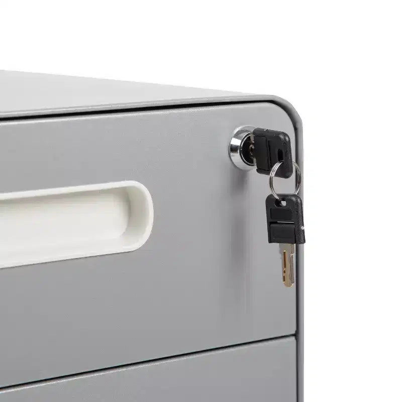Flash Furniture Cassettiera mobile ergonomica a 3 cassetti con serratura, meccanismo antiribaltamento e cassetto per raccoglitori legali e letter-size