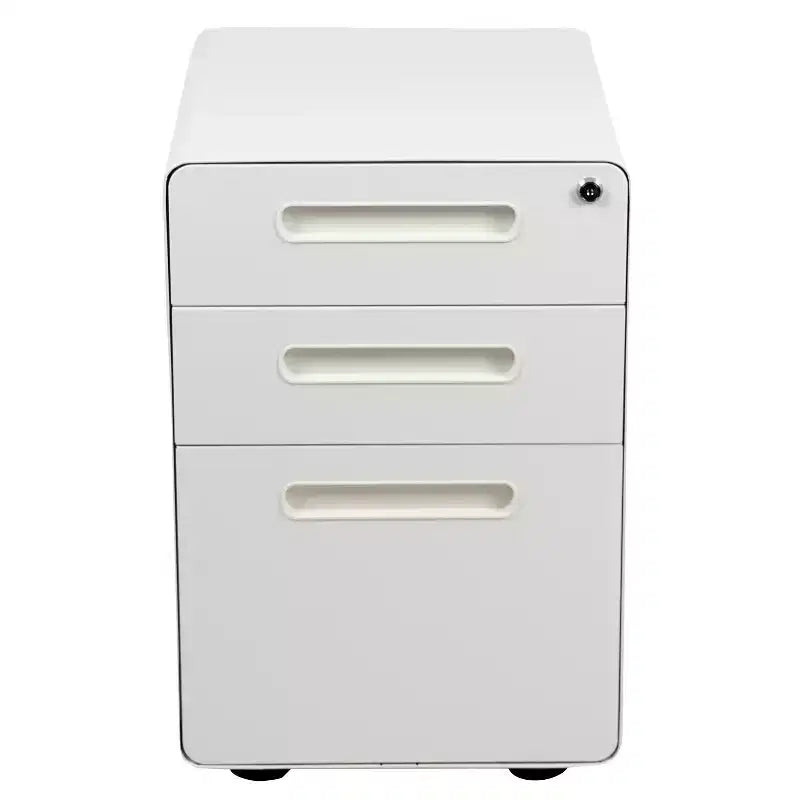 Flash Furniture Cassettiera mobile ergonomica a 3 cassetti con serratura, meccanismo antiribaltamento e cassetto per raccoglitori legali e letter-size