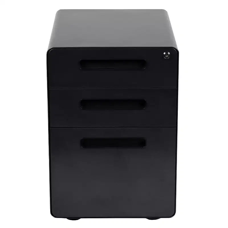 Flash Furniture Cassettiera mobile ergonomica a 3 cassetti con serratura, meccanismo antiribaltamento e cassetto per raccoglitori legali e letter-size
