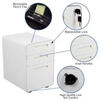 Flash Furniture Cassettiera mobile ergonomica a 3 cassetti con serratura, meccanismo antiribaltamento e cassetto per raccoglitori legali e letter-size