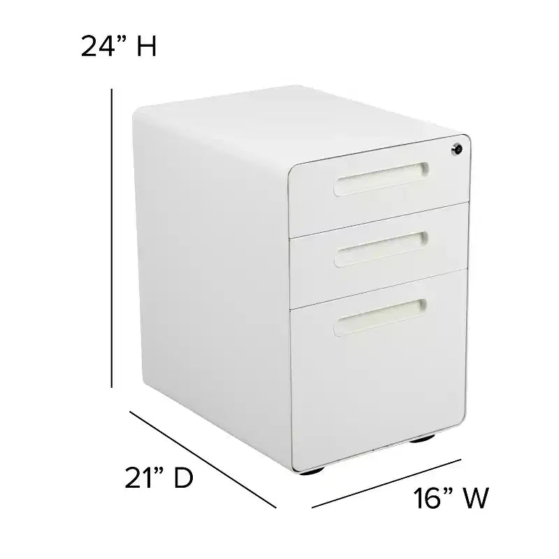 Flash Furniture Cassettiera mobile ergonomica a 3 cassetti con serratura, meccanismo antiribaltamento e cassetto per raccoglitori legali e letter-size