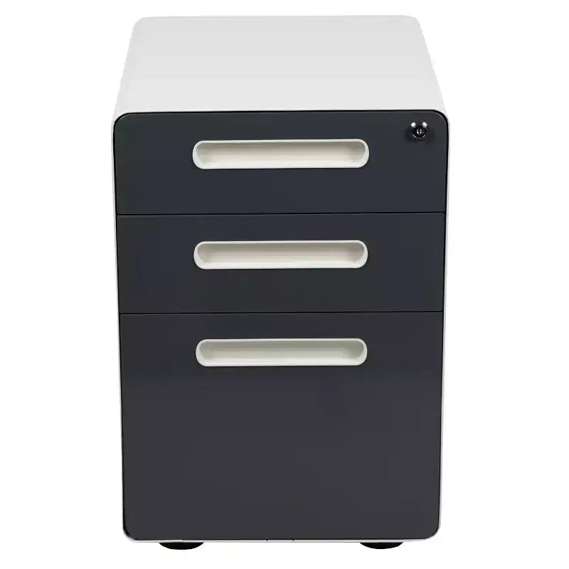 Flash Furniture Cassettiera mobile ergonomica a 3 cassetti con serratura, meccanismo antiribaltamento e cassetto per raccoglitori legali e letter-size