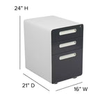 Flash Furniture Cassettiera mobile ergonomica a 3 cassetti con serratura, meccanismo antiribaltamento e cassetto per raccoglitori legali e letter-size