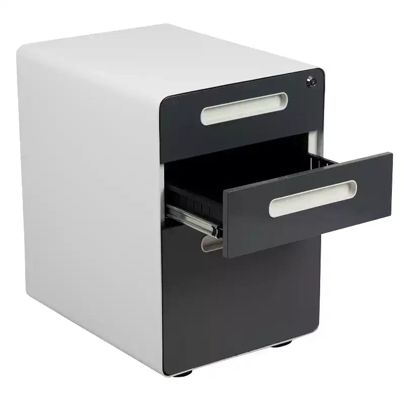 Flash Furniture Cassettiera mobile ergonomica a 3 cassetti con serratura, meccanismo antiribaltamento e cassetto per raccoglitori legali e letter-size