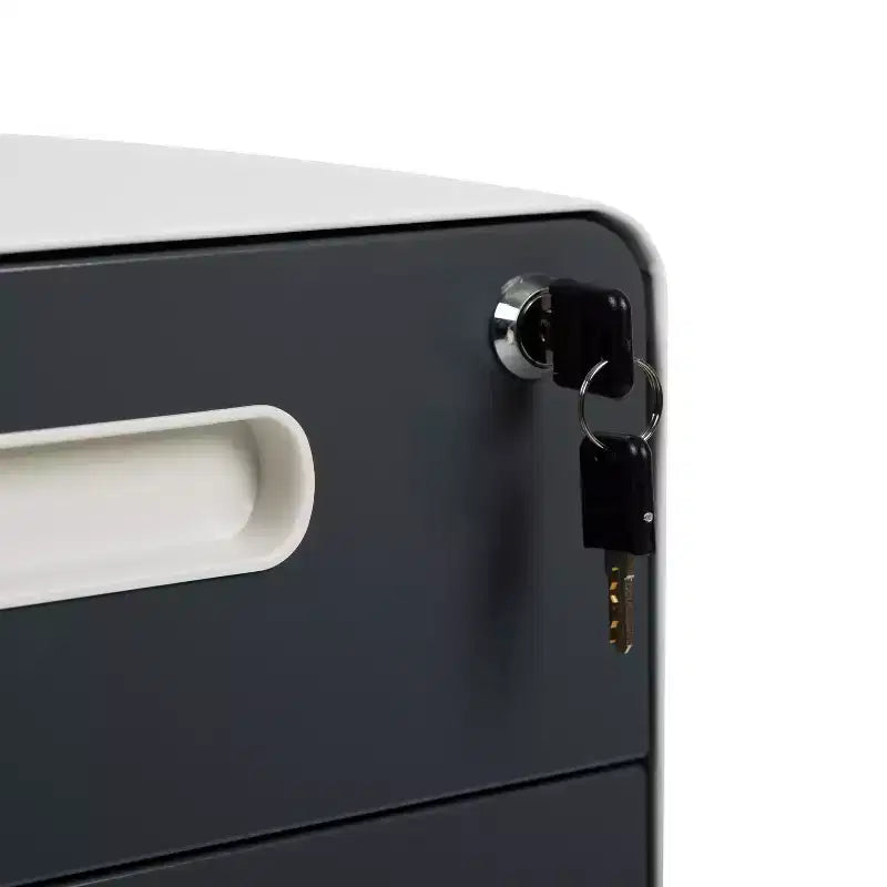 Flash Furniture Cassettiera mobile ergonomica a 3 cassetti con serratura, meccanismo antiribaltamento e cassetto per raccoglitori legali e letter-size
