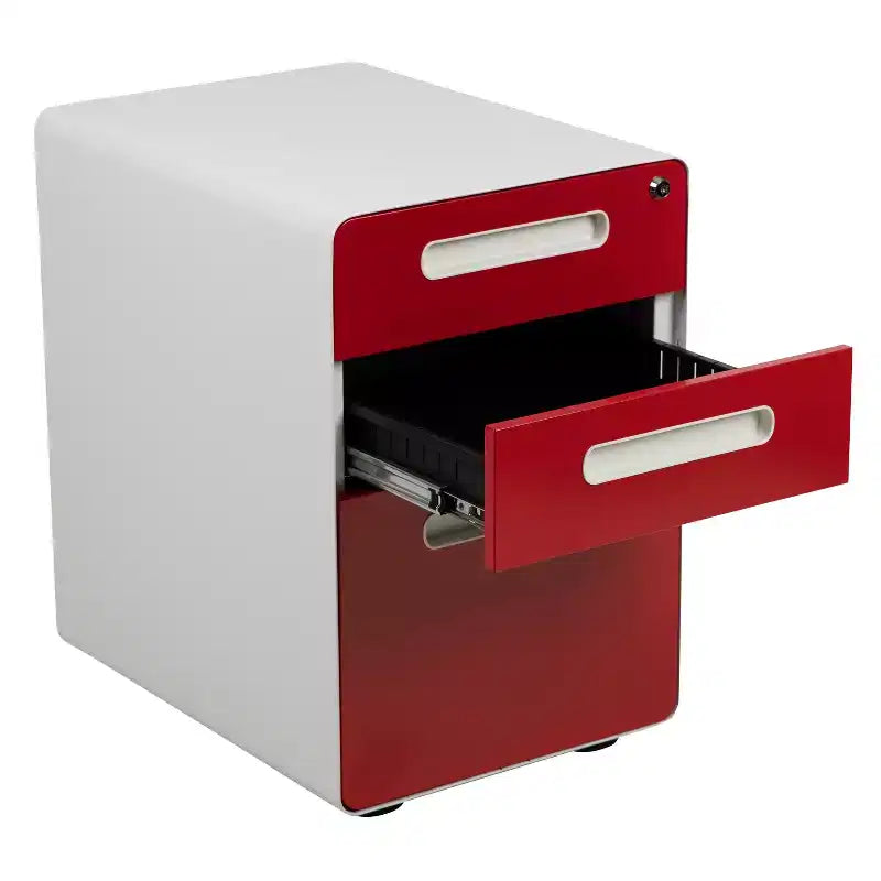 Flash Furniture Cassettiera mobile ergonomica a 3 cassetti con serratura, meccanismo antiribaltamento e cassetto per raccoglitori legali e letter-size