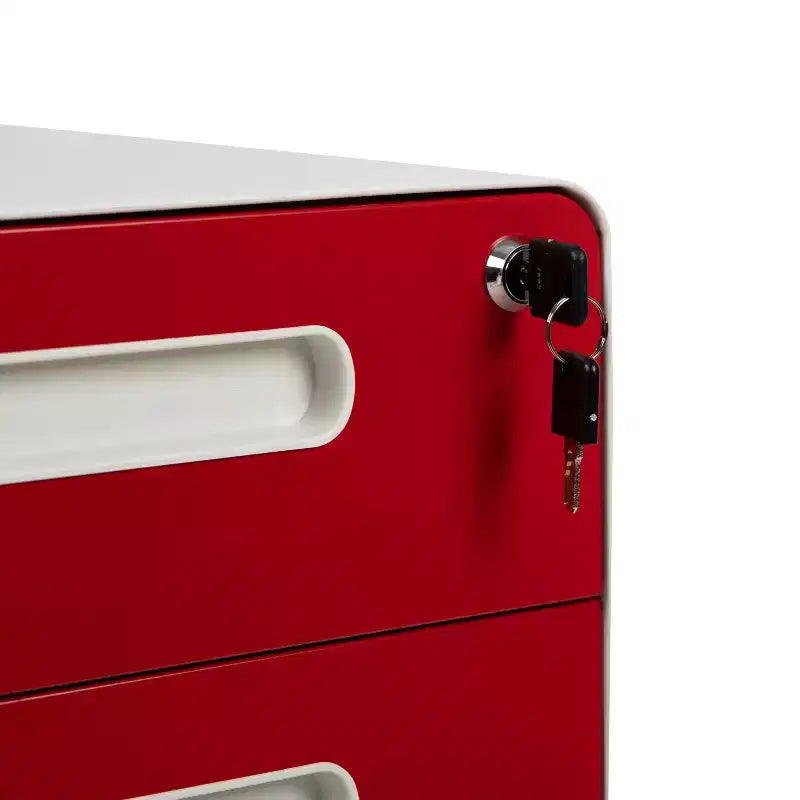 Flash Furniture Cassettiera mobile ergonomica a 3 cassetti con serratura, meccanismo antiribaltamento e cassetto per raccoglitori legali e letter-size