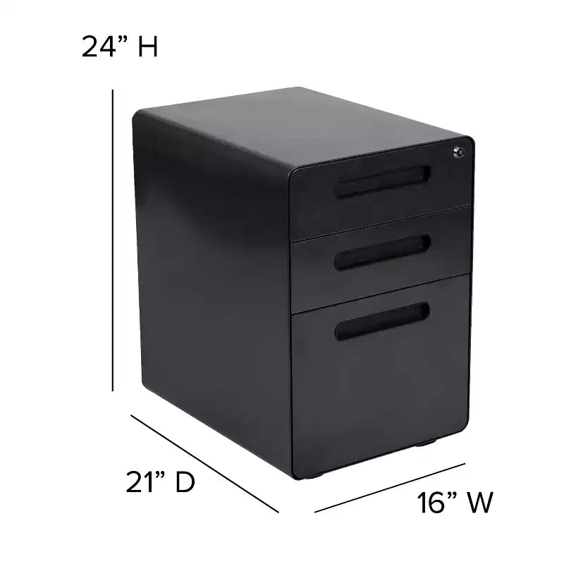 Flash Furniture Cassettiera mobile ergonomica a 3 cassetti con serratura, meccanismo antiribaltamento e cassetto per raccoglitori legali e letter-size