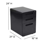 Flash Furniture Cassettiera mobile ergonomica a 3 cassetti con serratura, meccanismo antiribaltamento e cassetto per raccoglitori legali e letter-size