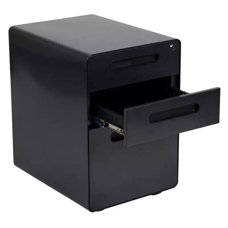 Flash Furniture Cassettiera mobile ergonomica a 3 cassetti con serratura, meccanismo antiribaltamento e cassetto per raccoglitori legali e letter-size