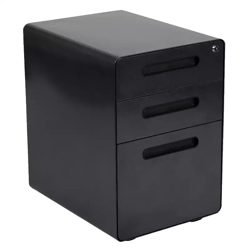Flash Furniture Cassettiera mobile ergonomica a 3 cassetti con serratura, meccanismo antiribaltamento e cassetto per raccoglitori legali e letter-size