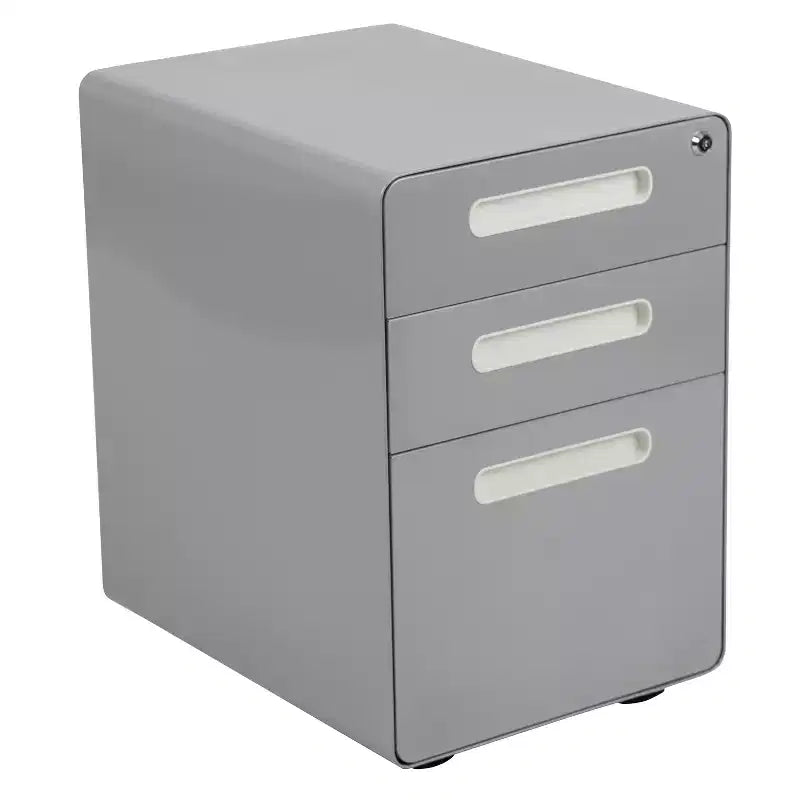 Flash Furniture Cassettiera mobile ergonomica a 3 cassetti con serratura, meccanismo antiribaltamento e cassetto per raccoglitori legali e letter-size