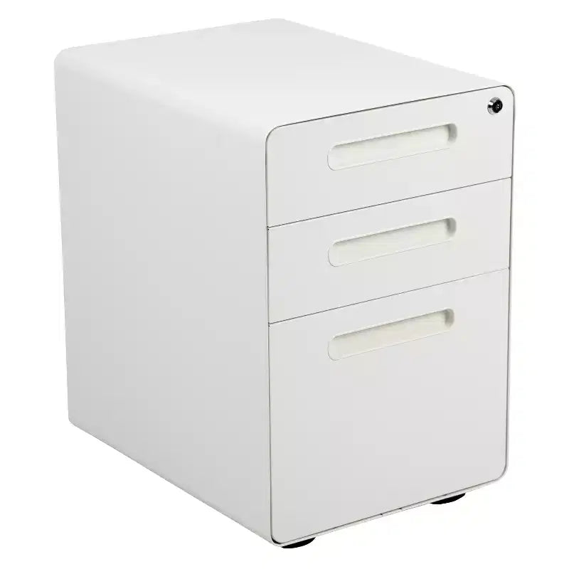 Flash Furniture Cassettiera mobile ergonomica a 3 cassetti con serratura, meccanismo antiribaltamento e cassetto per raccoglitori legali e letter-size
