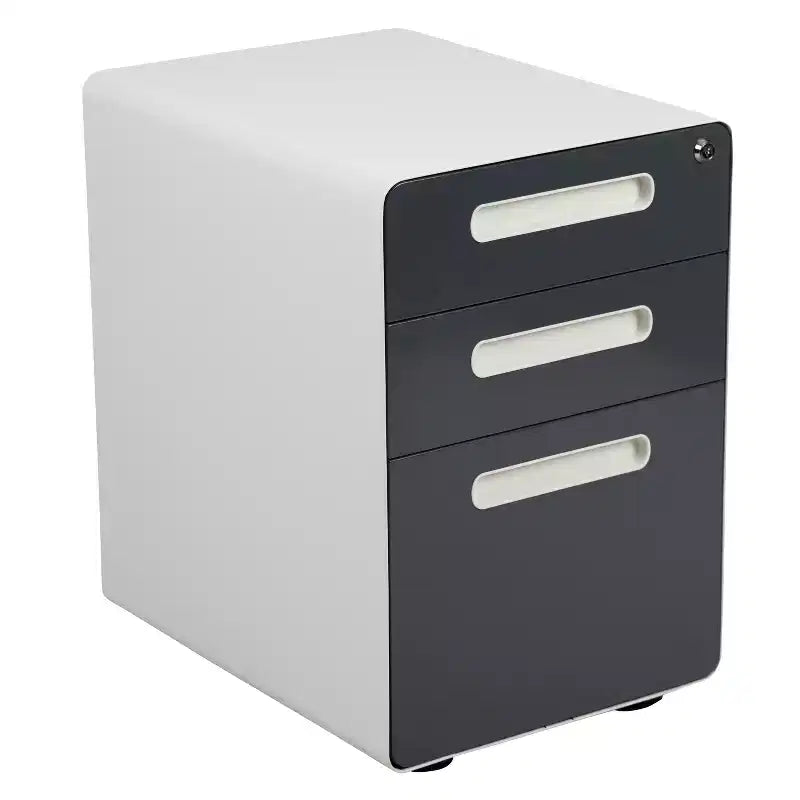 Flash Furniture Ergonomic 3-Drawer Mobile Locking Filing Cabinet with Anti-Tilt Mechanism and Hanging Drawer for Legal & Letter Files