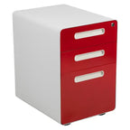 Flash Furniture Cassettiera mobile ergonomica a 3 cassetti con serratura, meccanismo antiribaltamento e cassetto per raccoglitori legali e letter-size