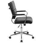 Sedia da ufficio direzionale girevole Flash Furniture con pannello contemporaneo in similpelle e schienale medio