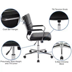 Sedia da ufficio direzionale girevole Flash Furniture con pannello contemporaneo in similpelle e schienale medio