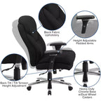 Sedia da ufficio ergonomica girevole direzionale Flash Furniture Serie HERCULES 24/7 ad uso intensivo per persone robuste e alte, portata 180 kg, con schienale alto, pomello lombare e poggiatesta grande a triangolo