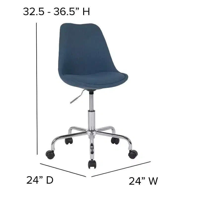 Sedia da ufficio direzionale in tessuto a metà schienale della serie Aurora di Flash Furniture con sollevamento pneumatico e base cromata