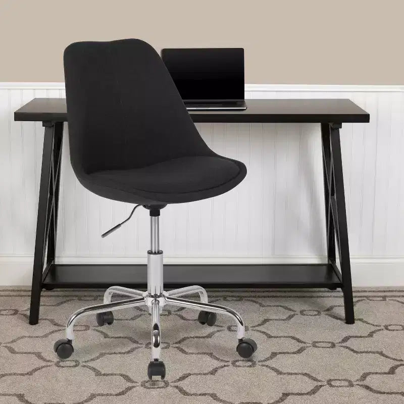 Sedia da ufficio direzionale in tessuto a metà schienale della serie Aurora di Flash Furniture con sollevamento pneumatico e base cromata