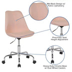Sedia da ufficio direzionale in tessuto a metà schienale della serie Aurora di Flash Furniture con sollevamento pneumatico e base cromata