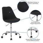 Sedia da ufficio direzionale in tessuto a metà schienale della serie Aurora di Flash Furniture con sollevamento pneumatico e base cromata