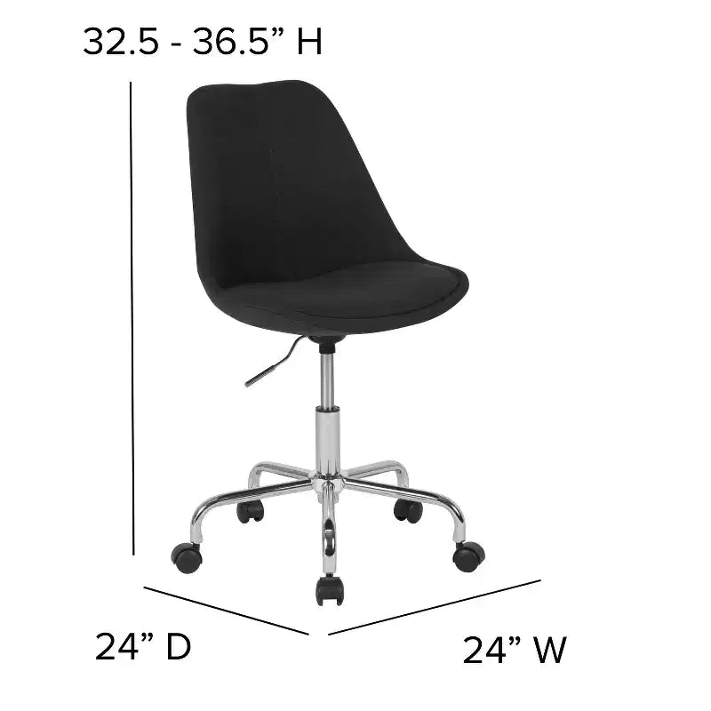 Sedia da ufficio direzionale in tessuto a metà schienale della serie Aurora di Flash Furniture con sollevamento pneumatico e base cromata