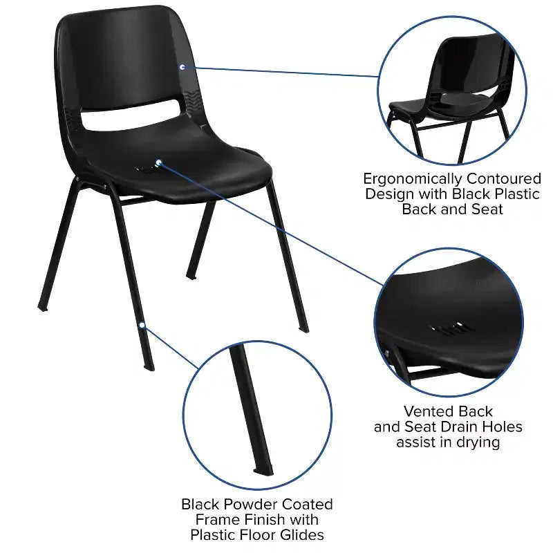 Sedia impilabile ergonomica Flash Furniture serie HERCULES, capacità 399 kg, con telaio in metallo