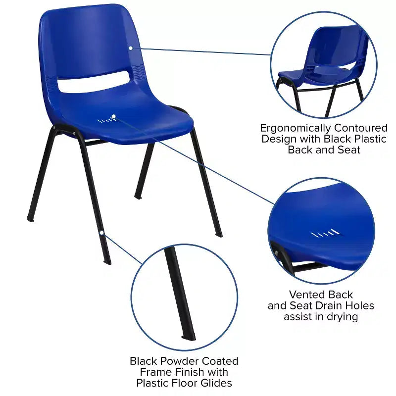 Sedia impilabile ergonomica Flash Furniture serie HERCULES, capacità 399 kg, con telaio in metallo