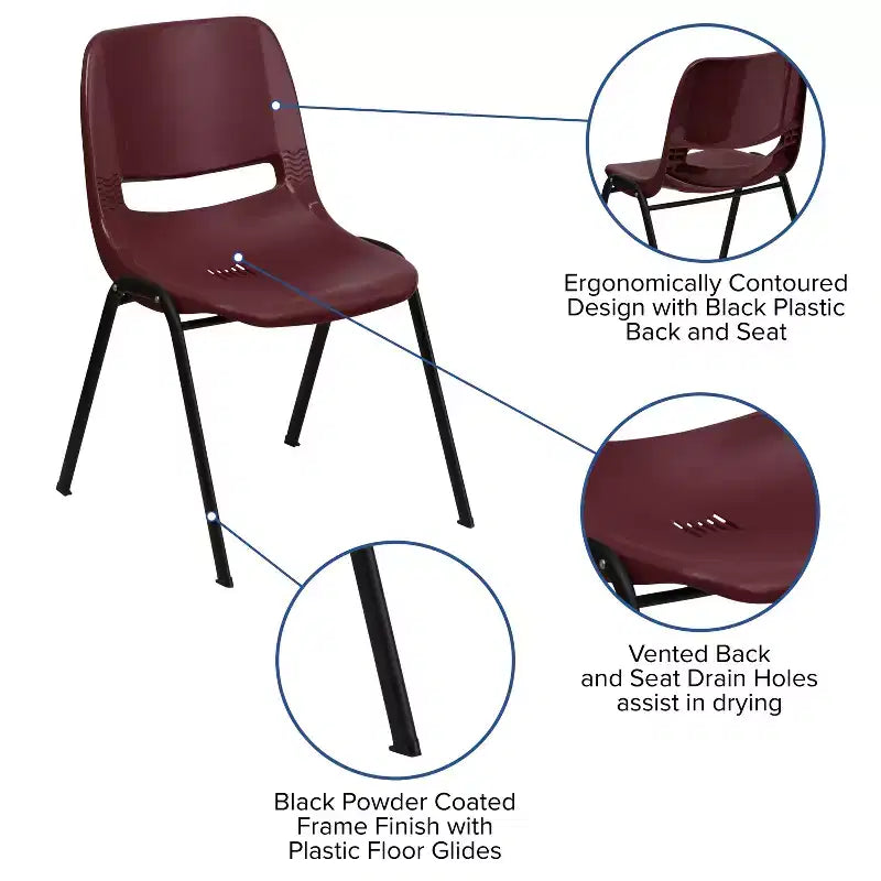 Sedia impilabile ergonomica Flash Furniture serie HERCULES, capacità 399 kg, con telaio in metallo
