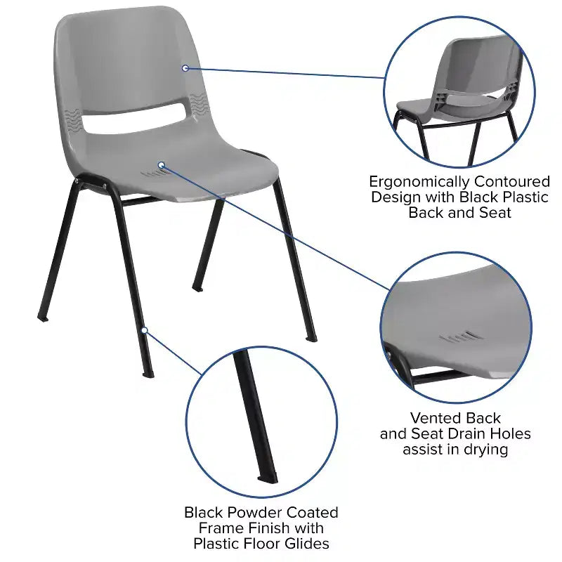 Sedia impilabile ergonomica Flash Furniture serie HERCULES, capacità 399 kg, con telaio in metallo