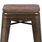 Flash Furniture Sgabello da bar in metallo da 30 pollici con sedile in legno - Impilabile, set da 4