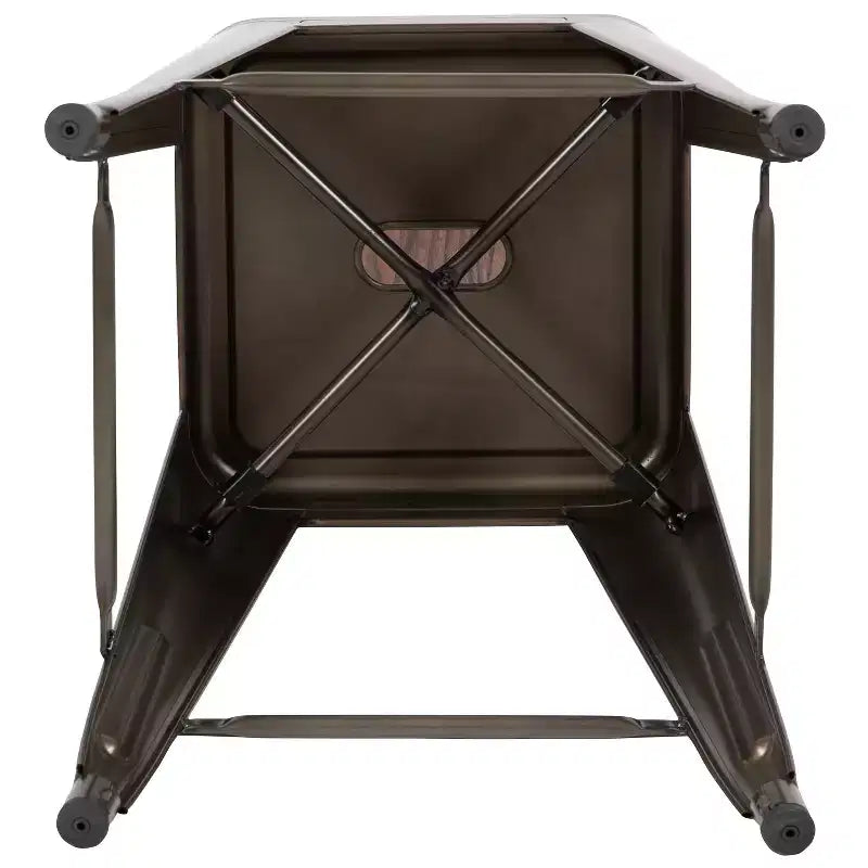 Flash Furniture Sgabello da bar in metallo da 30 pollici con sedile in legno - Impilabile, set da 4