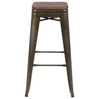 Flash Furniture Sgabello da bar in metallo da 30 pollici con sedile in legno - Impilabile, set da 4
