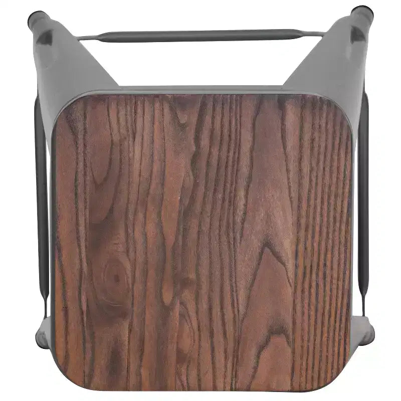 Flash Furniture Sgabello da bar in metallo da 30 pollici con sedile in legno - Impilabile, set da 4