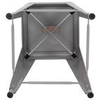 Flash Furniture Sgabello da bar in metallo da 30 pollici con sedile in legno - Impilabile, set da 4